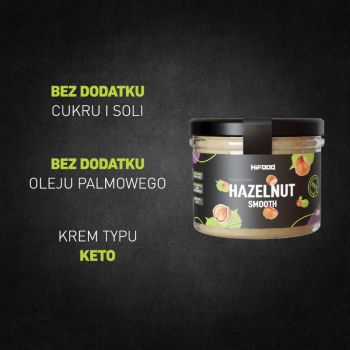 Masło z Orzechów Laskowych, Keto, Hazelnut Smooth 100%, 200g