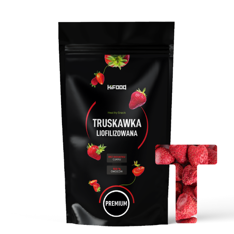 Liofilizowane truskawki cała, 100% pełnego owocu bez dodatków