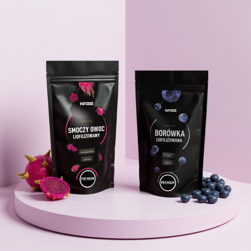 Smoczy Owoc Liofilizowany 100g i Borówka Cała 100g 100% Zestaw