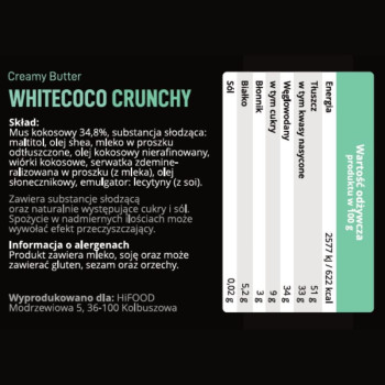 Krem kokosowy, Pasta kokosowa - Whitecoco Crunchy 330g HiFOOD